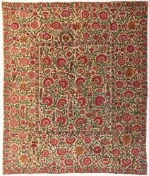 A susani embroidered in couched silks