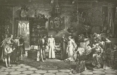 Petrarch and Laura Introduced by the Emperor at Avignon