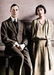 Lady Elizabeth Bowes Lyon and the Duke of York upon the announcement of their engagement, 1923