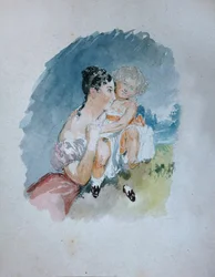 Portrait of Countess Stefania zu Sayn-Wittgenstein, née Radziwill, 1809-1832, with Daughter Maria