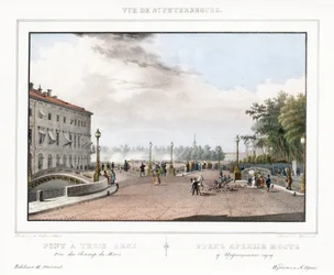 The Three-Arched Bridge in Saint Petersburg