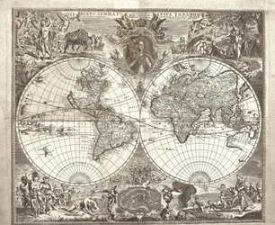 Double Hemisphere Map of the World