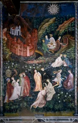 Month of May: Couples of Young Aristocrats and Lady in a Rose Garden