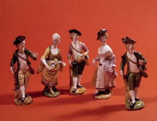 Small figures representing characters from the 18th century Venetian School