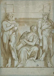 Fortitude (or Strength) Flanked by Two Satyrs