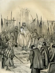 Coronation of Hugues Capet in Noyon in 987. This coronation marked the beginning of the Capetians dynasty, kings of France