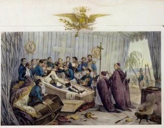 The opening of the coffin of Napoleon Bonaparte (1769-1821), on the island of Saint Helena, on 16 October 1840.