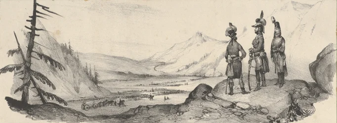 Three Soldiers in a Landscape