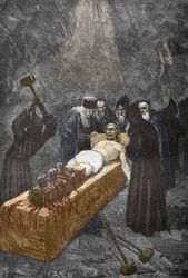 Case of the Possessed of Loudun (demons of Loudun) around 1630: witch hunt, the French priest Urbain Grandier (1590-1634), who allegedly made a pact with the devil and is accused of bewitching nuns, is tortured - Urbain Grandier, French