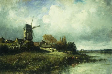 A River Landscape with a Windmill