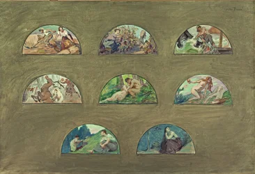 Sketch for the Hôtel de Ville dining room in Paris: Les nourritures - Les plaisirs - Les sens, between 1891 and 1892