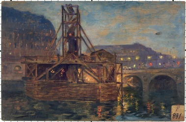 The Metropolitan Works at Pont Saint-Michel in 1906, in 11-1906
