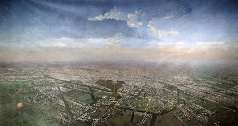 General View of Paris from a Hot-Air Balloon, 1855