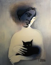 Enigmatic Figure Black Cat