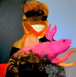 Mysterious Woman Pink Rabbit