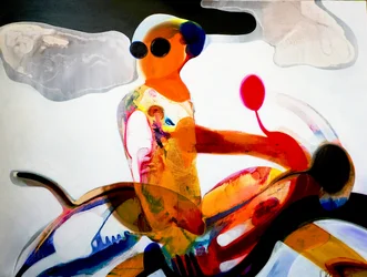 Vibrant Motorcycle Rider