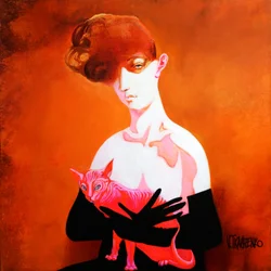 Woman Holding Sphinx Cat