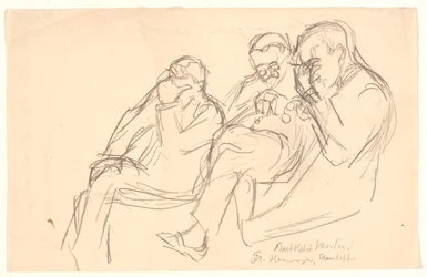 Figure Sketch. Three Seated Men: Fr. Henningsen, Aarsleff and P. Johansen