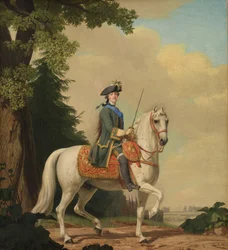 Catherine II of Russia in Life Guard Uniform on the Horse 