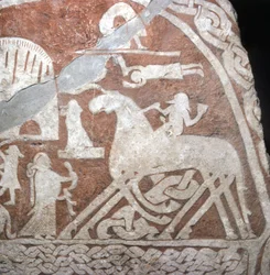 Wotan (Odin), on his eight-legged horse Sleipnir - Viking Runes from the island of Gotland (Sweden)