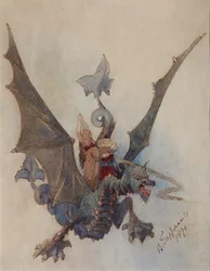 Chernomor and Lyudmila. Costume design for the opera Ruslan and Lyudmila by M. Glinka