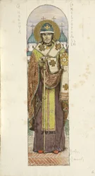 Saint Nikita, Bishop of Novgorod Study for frescos in the St Vladimirs Cathedral of Kiev