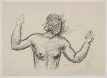 Female Figure, Half-Figure, Raising Arms