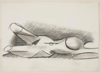 Reclining nude woman, head to the right