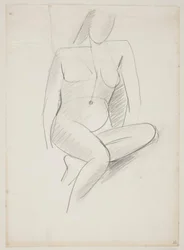 Seated Woman, Seen from the Front Slightly to the Right, One Leg Drawn Up Under the Other