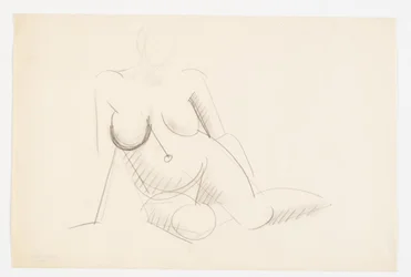 Seated nude model, turned to the right