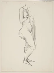 Standing Nude Woman, Profile to the Right, Drapery in Hand