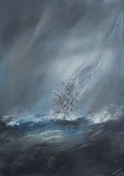 HMS Beagle in Storm off Cape Horn 24th December 1832