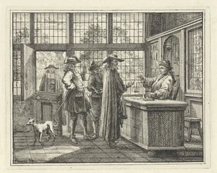 Interior with Gold Weigher and Customers