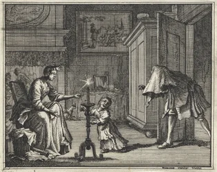 Father Scaring a Child in an Interior
