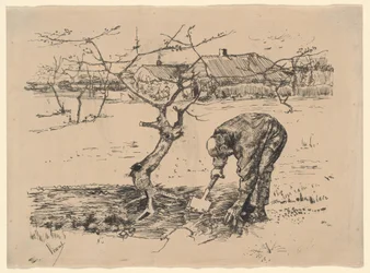 Gardener by an Apple Tree