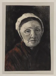 Head of an old woman in a Scheveninger cap, 1882-83