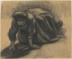 Peasant Woman Kneeling and Pulling Carrots
