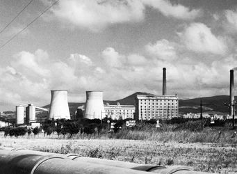 Industrial Landscape with Smokestacks