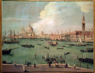 View on the Basin of St Mark, Venice, with the Basilica of Santa Maria della Salute, Painting by Vincenzo Chilone, Venice, Museo Correr