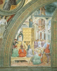 The Miracle of the Cloud, (detail) from Stories of Saint Peter Martyr, by Vincenzo Foppa