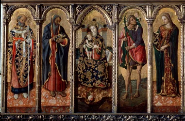 Madonna and Child with Saints Polyptych, Five Separate Panels