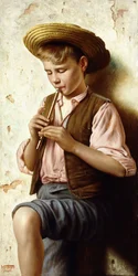 A Young Boy with a Flute