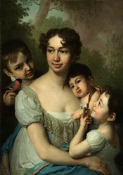 Portrait of Yelena Balashova with Children