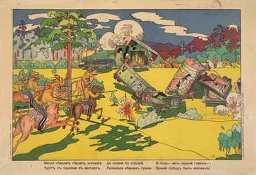 A lot of German ground troops, artillery and cavalry were going by train, but the Cossacks carried out a raid and crushed the Germans