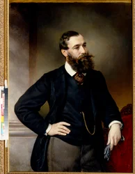 Portrait of the Jurist and Political Philosopher Boris Nikolaievitch Chicherin (1828-1904) - Painting by Vladimir Osipovich Sherwood (Oil on Canvas)