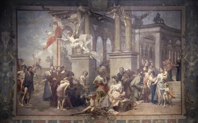 Curtain in the National Theatre, Prague, Czech Republic, 1883