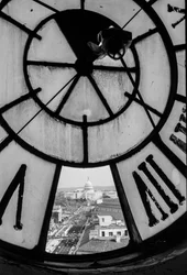 View looking up Pennsylvania Avenue to the US Capitol Building from inside the clock