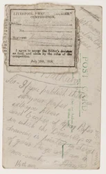 Postcard to the Editor of the Liverpool Weekly Courier, 14 August 1918