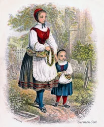 Two German Girls with Baskets of Flowers, 1809