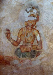 Sri Lanka, Fresco of girls in Sigiriya archaeological complex